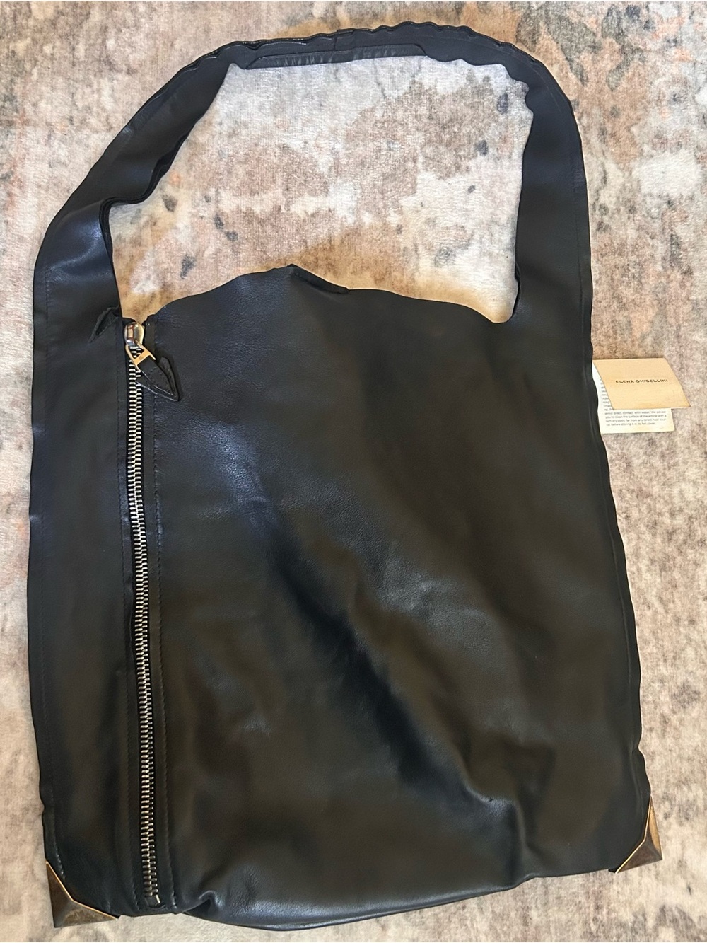 Elena Ghiselini Black Calf Leather Hobo Bag